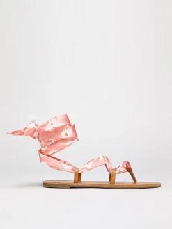 Best La Modeuse Sandales avec ruban fleuri à nouer Rose