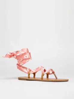 Best La Modeuse Sandales avec ruban fleuri à nouer Rose