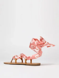 Best La Modeuse Sandales avec ruban fleuri à nouer Rose