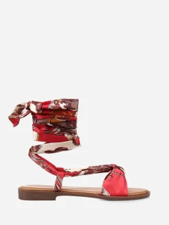 Discount La Modeuse Sandales avec ruban satiné à nouer Beige