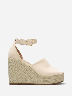 Outlet La Modeuse Sandales avec talon compensé en cordage Beige