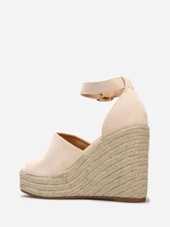 Outlet La Modeuse Sandales avec talon compensé en cordage Beige