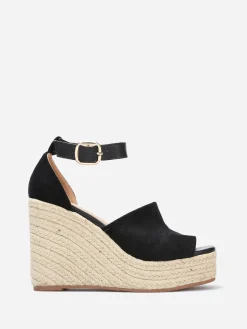 Discount La Modeuse Sandales avec talon compensé en cordage Noir