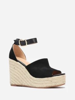 Discount La Modeuse Sandales avec talon compensé en cordage Noir