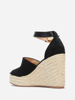 Discount La Modeuse Sandales avec talon compensé en cordage Noir