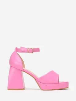 Sale La Modeuse Sandales babies à talon trapèze Fuchsia