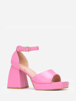 Sale La Modeuse Sandales babies à talon trapèze Fuchsia
