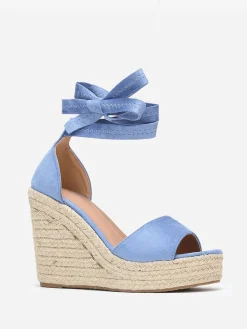 Online La Modeuse Sandales bleues à semelle compensée et liens Bleu Clair BleuClair
