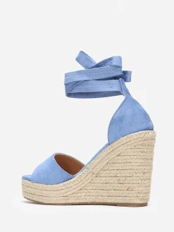 Online La Modeuse Sandales bleues à semelle compensée et liens Bleu Clair BleuClair