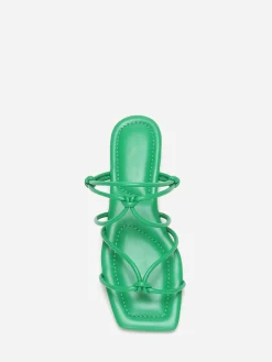 La Modeuse Sandales carrées à fines brides nouées Vert