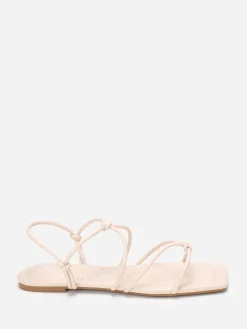 Discount La Modeuse Sandales carrées à fines brides nouées Beige