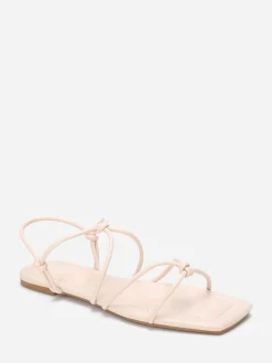 Discount La Modeuse Sandales carrées à fines brides nouées Beige