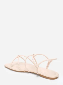 Discount La Modeuse Sandales carrées à fines brides nouées Beige