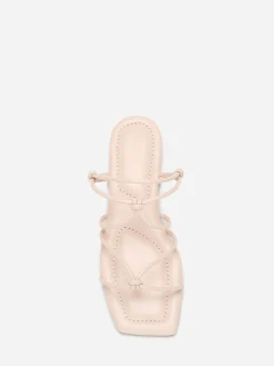 Discount La Modeuse Sandales carrées à fines brides nouées Beige