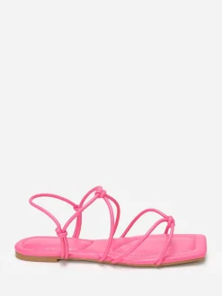 Discount La Modeuse Sandales carrées à fines brides nouées Rose