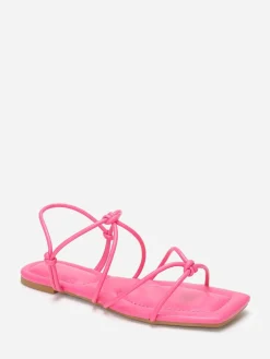 Discount La Modeuse Sandales carrées à fines brides nouées Rose