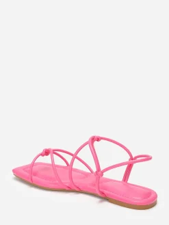 Discount La Modeuse Sandales carrées à fines brides nouées Rose