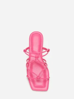 Discount La Modeuse Sandales carrées à fines brides nouées Rose