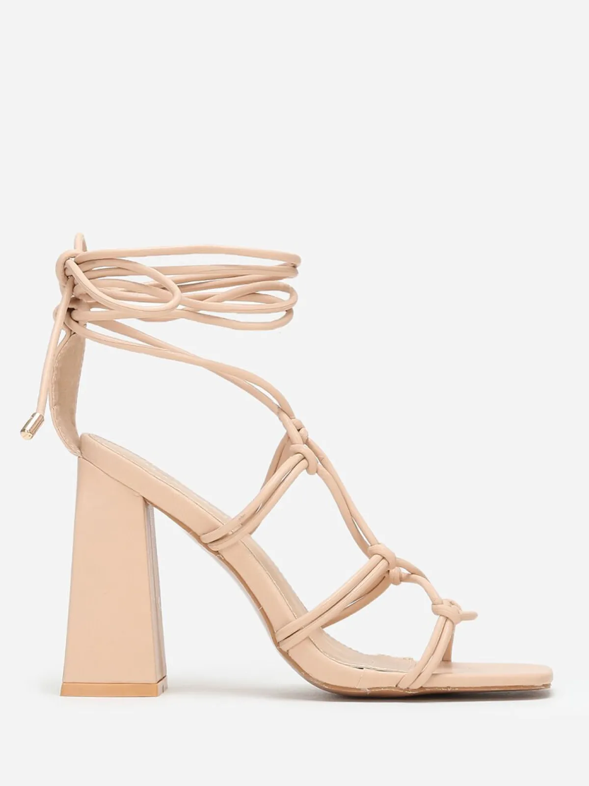 La Modeuse Sandales carrées à fines lanières Beige