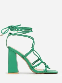 Discount La Modeuse Sandales carrées à fines lanières Vert