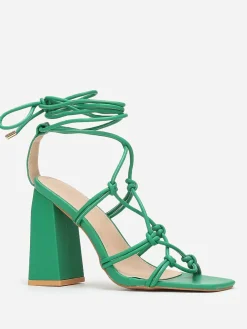 Discount La Modeuse Sandales carrées à fines lanières Vert
