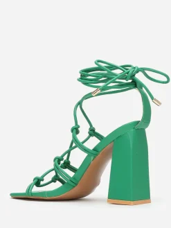 Discount La Modeuse Sandales carrées à fines lanières Vert