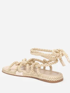 Hot La Modeuse Sandales carrées en corde torsadée Beige
