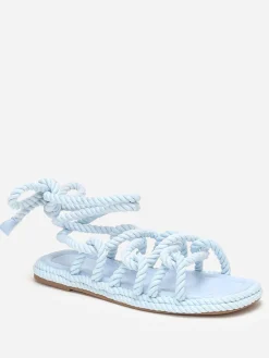 New La Modeuse Sandales carrées en corde torsadée Bleu