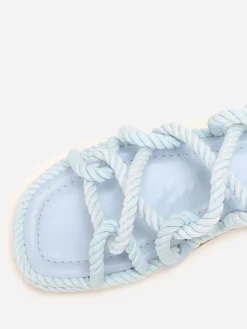 New La Modeuse Sandales carrées en corde torsadée Bleu