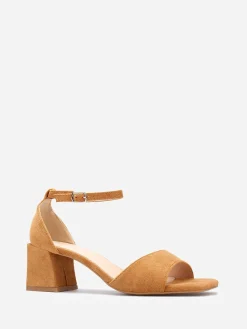 Hot La Modeuse Sandales carrées  en suédine Camel