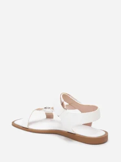 Clearance La Modeuse Sandales carrées plates à scratch Blanc