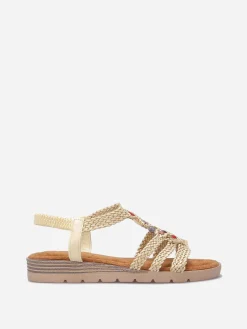 Online La Modeuse Sandales compensées à brides tressées Beige