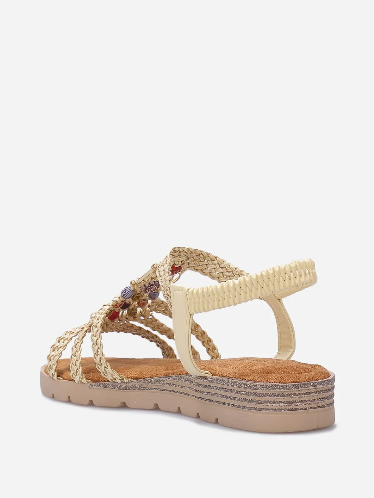 Online La Modeuse Sandales compensées à brides tressées Beige
