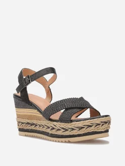 Best La Modeuse Sandales compensées à brides croisées Noir