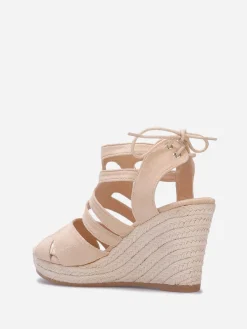Hot La Modeuse Sandales compensées à bride ajourée Beige