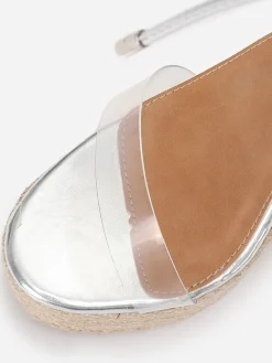 New La Modeuse Sandales compensées à brides transparentes Argenté