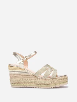 Sale La Modeuse Sandales compensées à motifs Doré