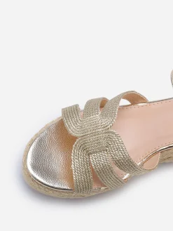 Sale La Modeuse Sandales compensées à motifs Doré