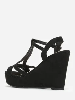 La Modeuse Sandales compensées à multi-brides Noir