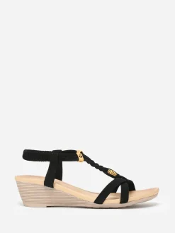 Online La Modeuse Sandales compensées à perles effet bois Noir