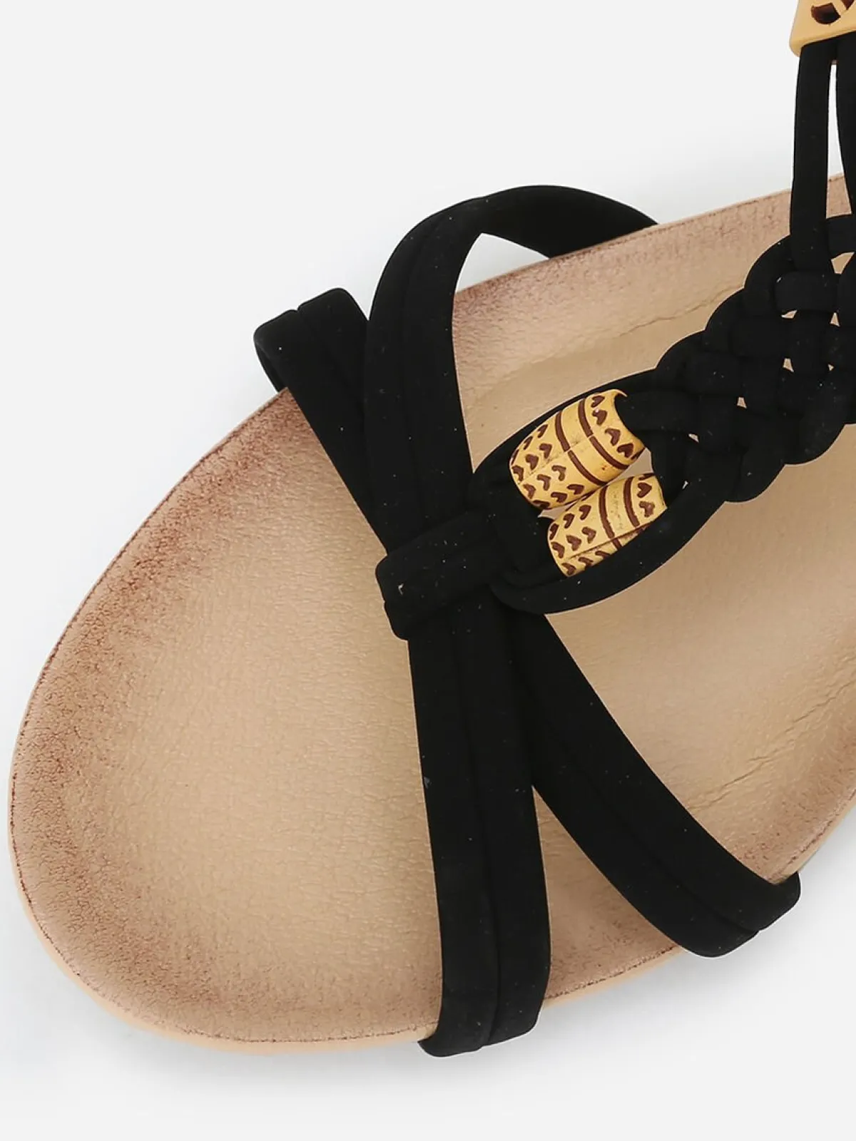 Online La Modeuse Sandales compensées à perles effet bois Noir