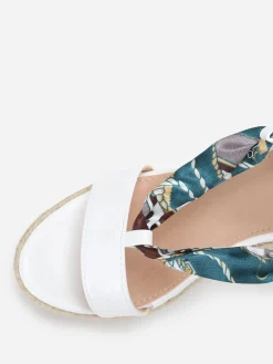 Best La Modeuse Sandales compensées à ruban imprimé Blanc