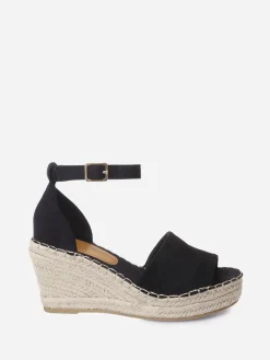 New La Modeuse Sandales compensées avec cordage Noir