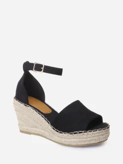New La Modeuse Sandales compensées avec cordage Noir