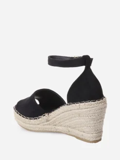 New La Modeuse Sandales compensées avec cordage Noir