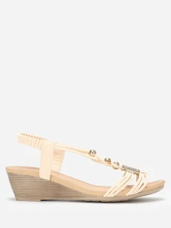 Best La Modeuse Sandales compensées s à détails dorés Beige