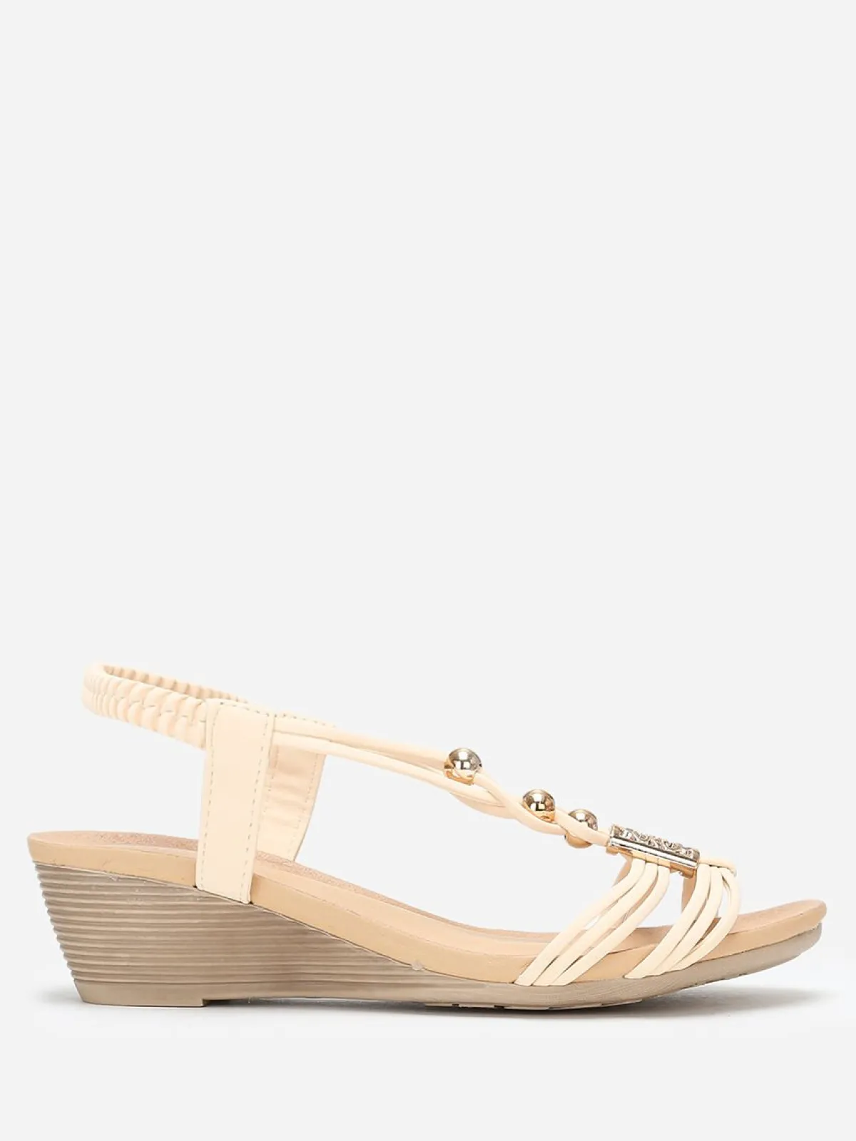 Best La Modeuse Sandales compensées s à détails dorés Beige