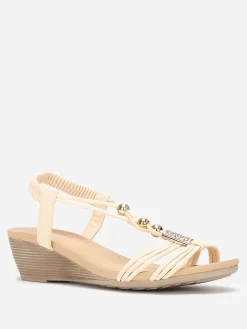 Best La Modeuse Sandales compensées s à détails dorés Beige