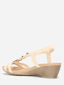 Best La Modeuse Sandales compensées s à détails dorés Beige