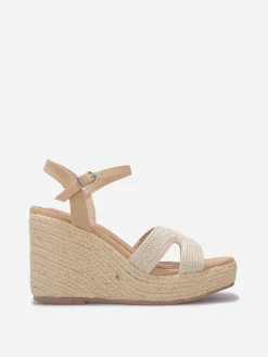 Hot La Modeuse Sandales compensées en cordage Taupe